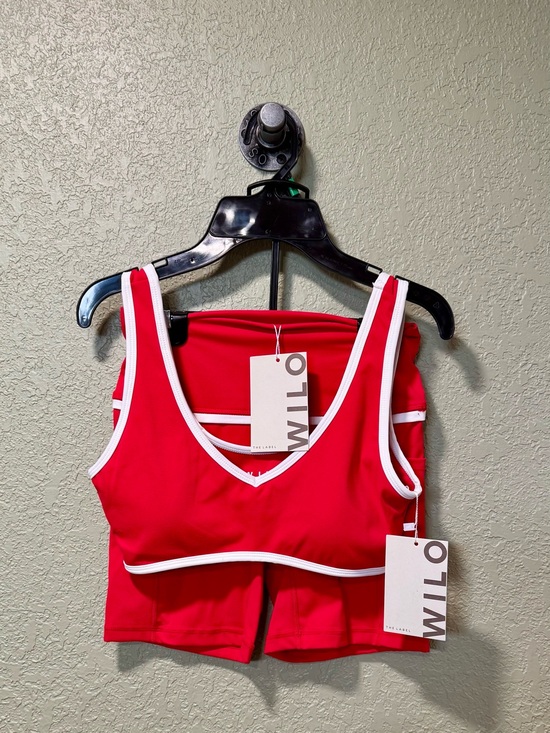 Wilo The Label Other - Wilo Women’s Red Tank Style Sports Bra with White Trim & Biker Shorts SET NWT S